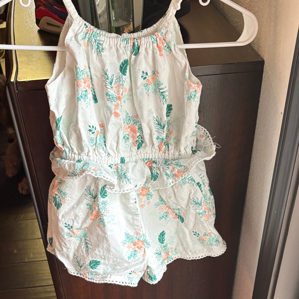Janie and Jack White Floral Romper